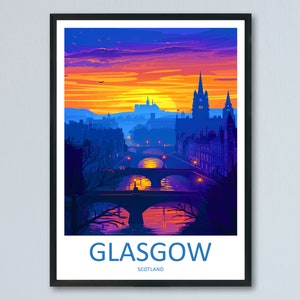 Glasgow Travel Print Wall Art Glasgow Wall Hanging Home Décor Glasgow Gift Art Lovers Scotland Art Lover Gift Glasgow Travel Artwork