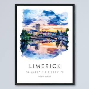 Limerick Watercolor Poster Wall Art Limerick Wall Decor Home Décor Limerick Gift Ireland Art Lover Gift, Travel Souvenir Print
