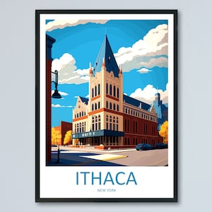 Ithaca Travel Print Wall Art Ithaca Wall Hanging Home Décor Ithaca Gift Art Lovers New York State Art Gift Lover Print