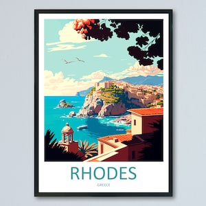 Impresión de arte de pared de viaje de Rodas, Rodas, Grecia, colgante de pared, decoración del hogar, regalo de Rodas, amantes del arte, impresión de arte de pared, póster de pared de Rodas, Grecia