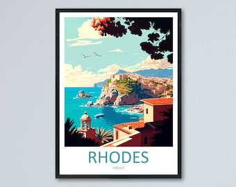 Rhodes Travel Print Wall Art Rhodes Greece Wall Hanging Home Decoration Rhodes Gift Art Lovers Wall Art Print Rhodes Greece Wall Poster Art