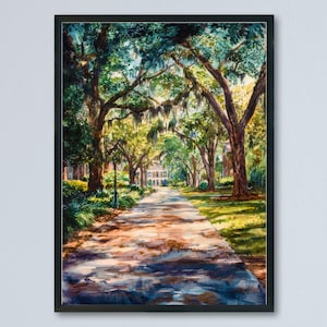 Savannah Aquarell Poster Wall Art Savannah Wandbehang Home Décor Savannah Geschenk Kunstliebhaber Georgia Kunstliebhaber Geschenk Georgia Wandkunst