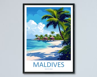 Maldives Travel Print Wall Art Maldives Wall Hanging Home Décor Maldives Gift Art Lovers Wall Art South Aisa Travel Print