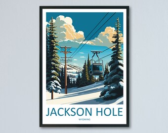 Jackson Hole Travel Print Wall Art Jackson Hole Wall Hanging Home Décor Jackson Hole Gift Art Lovers Ski Art Lover Gift Jackson Hole Print