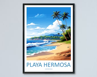 Playa Hermosa reizen afdrukken kunst aan de muur Playa Hermosa muur opknoping wooninrichting Playa Hermosa cadeau kunstliefhebbers Costa Rica kunst aan de muur Costa Rica