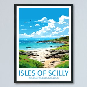 Isles Of Scilly Travel Print Wall Art Isles Of Scilly Wall Hanging Home Decor Isles Of Scilly Gift Art Lovers Wall Art AONB Print
