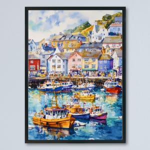 Brixham Watercolor Poster Wall Art Brixham Wall Hanging Home Décor Brixham Gift Art Lovers United Kingdom Wall Art