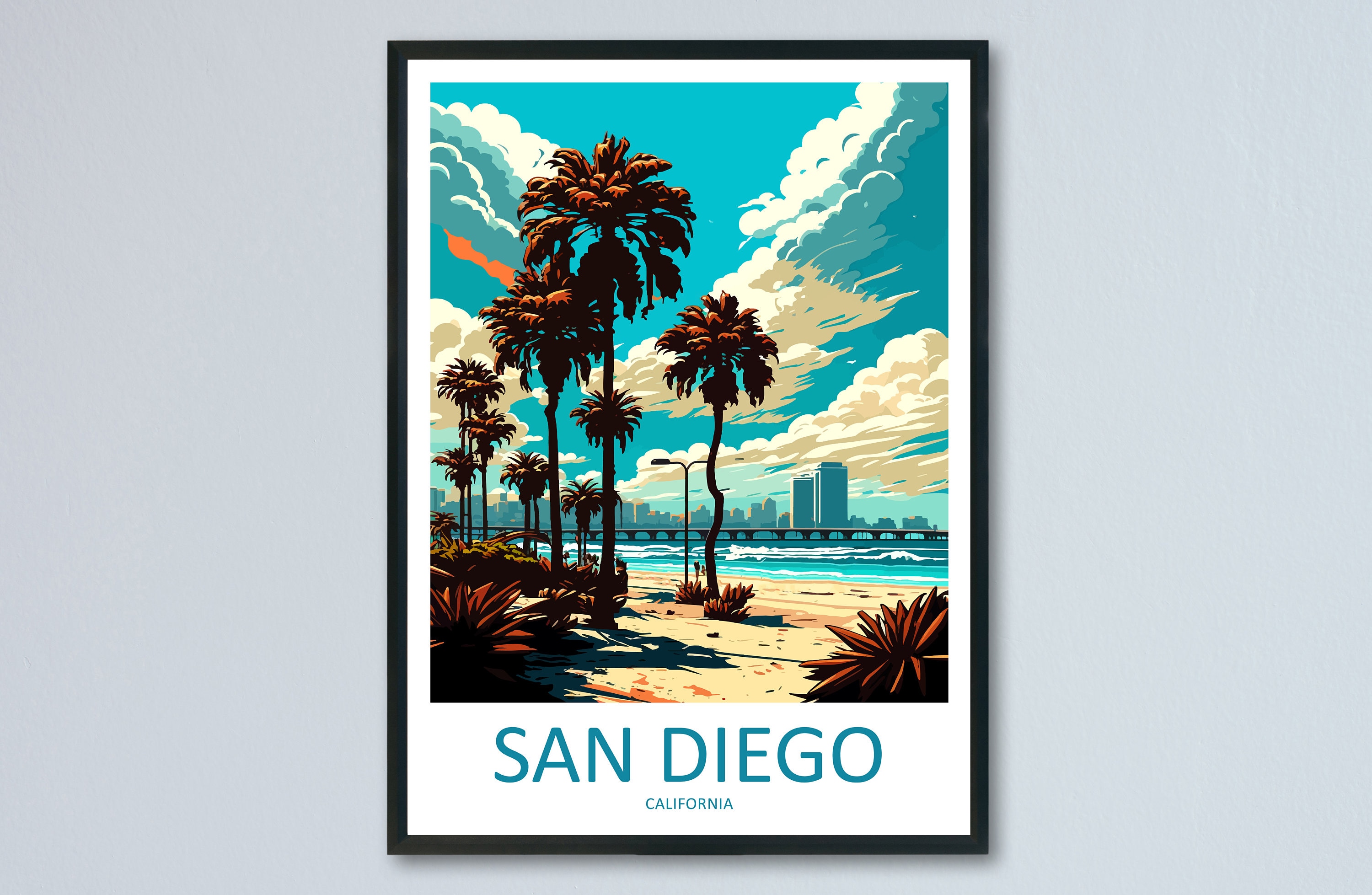 San Diego Travel Print Wall Art San Diego Wall Hanging Home Décor