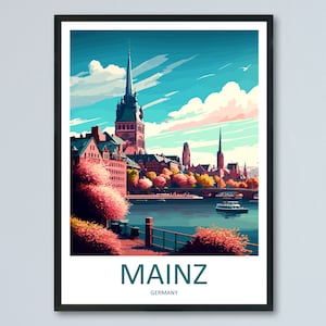 Mainz Travel Print Wall Art Mainz Wall Hanging Home Décor Mainz Gift Art Lovers Germany Art Lover Gift Mainz Art Travel Gift Mainz Germany