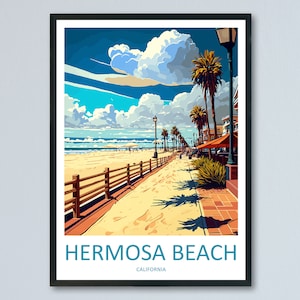 Hermosa Beach Travel Print Wall Art Hermosa Beach Wall Hanging Home Décor Hermosa Beach Gift Art Lovers California Art Lover Gift