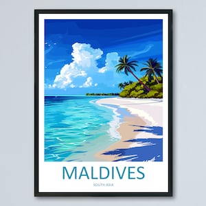 Malediven Reise Print Wand Kunst Malediven Wandbehang Home Décor Malediven Geschenk Kunstliebhaber Wand Kunst Süd Aisa Reise Print