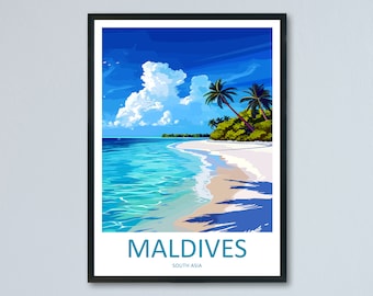 Maldives Travel Print Wall Art Maldives Wall Hanging Home Décor Maldives Gift Art Lovers Wall Art South Aisa Travel Print