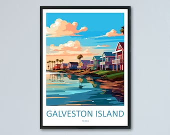 Galveston Island Travel Print Wall Art Galveston Island Wall Hanging Home Décor Galveston Island Gift Art Lovers Texas Art Lover Gift Texas