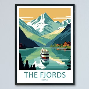 The Fjords Travel Print The Fjords Norway Home Décor The Fjords Art Print Norwegian Mountains Room Print For Scandinavian Mountains Gift Art
