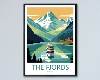The Fjords Travel Print The Fjords Norway Home Décor The Fjords Art Print Norwegian Mountains Room Print For Scandinavian Mountains Gift Art