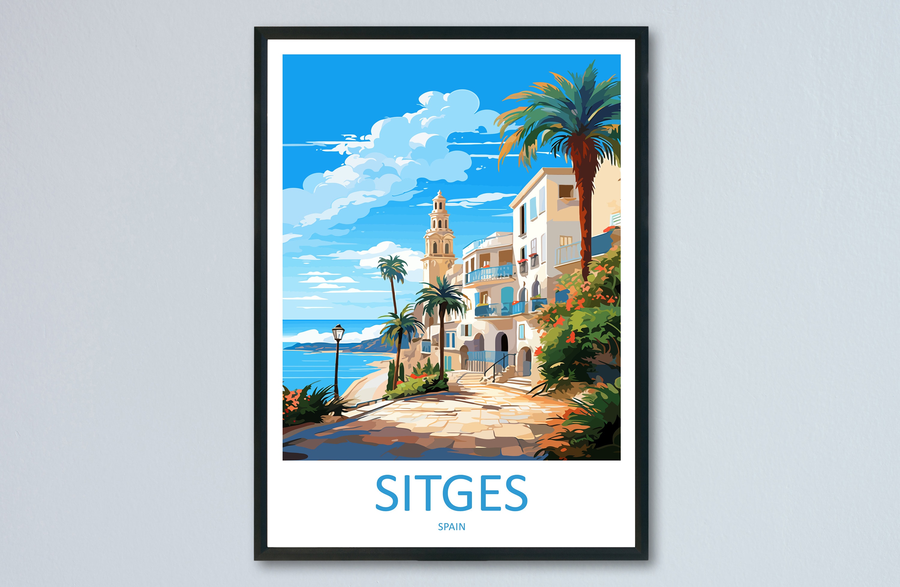 Sitges Travel Print Wall Art Sitges Wall Hanging Home Décor Sitges Gift Art Lovers Spain Art Lover Gift Sitges Print Spain Art