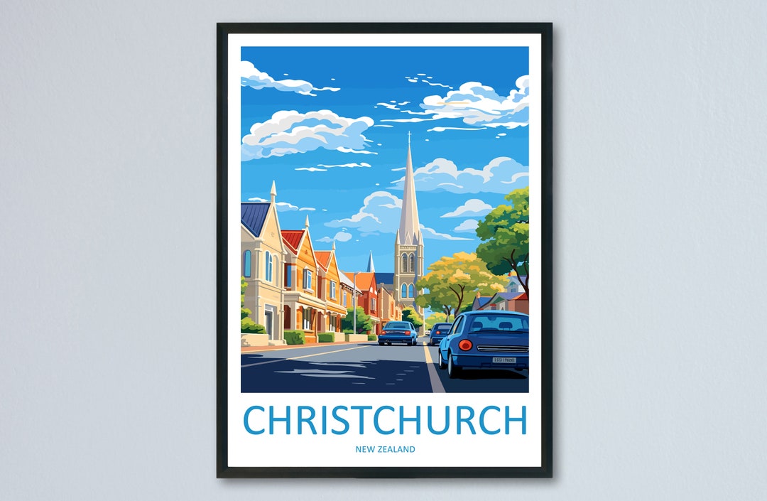 Christchurch Travel Print Wall Art Christchurch Wall Hanging Home Décor