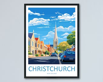 Christchurch Travel Print Wall Art Christchurch Wall Hanging Home Décor Christchurch Gift Art Lovers Nowa Zelandia Art Lover Gift