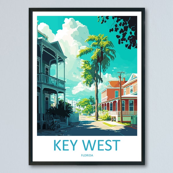 Key West Reise Print Wandkunst Key West Wandbehang Home Décor Key West Geschenk Kunstliebhaber Florida Kunstliebhaber Geschenk Florida Print