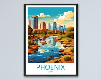 Phoenix Travel Print Wall Art Phoenix Wall Hanging Home Décor Phoenix Gift Art Lovers Arizona Art Lover Gift Arizona Print Decor