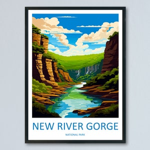 New River Gorge Print New River Gorge Home Décor National Park Art Print New River Gorge Wall Print For Park Gift Wall Hanging