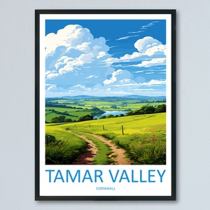 Stampa da parete con viaggio nella Tamar Valley, decorazione da parete per la casa con stampa Tamar Valley, regalo per amanti dell&#39;arte della Cornovaglia, regalo per amanti dell&#39;arte