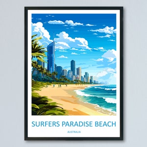 Surfers Paradise Strand Reisedruck Wandkunst Surfers Paradise Wandbehang Wohnkultur Surfers Paradise Geschenk Kunstliebhaber Australien Kunstliebhaber