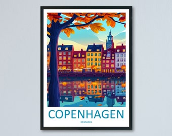 Copenhagen Travel Print Wall Art Copenhagen Wall Hanging Home Décor Copenhagen Gift Art Lovers Denmark Art Lover Gift Copenhagen Wall Décor