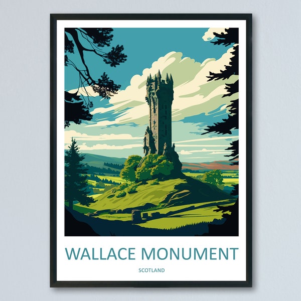 Impression de voyage du monument Wallace, art mural, tenture murale du monument Wallace, décoration d'intérieur, cadeau monument Wallace amateurs d'art, cadeau pour amateur d'art en Écosse