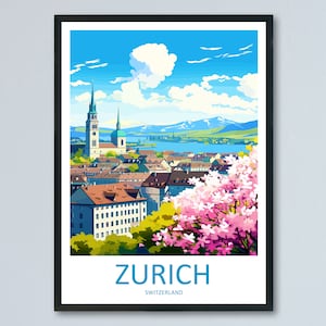 Zürich Travel Print Wall Art Zürich Wandbehang Home Décor Zürich Geschenk Kunstliebhaber Schweiz Kunstliebhaber Geschenk Zürich Travel Art