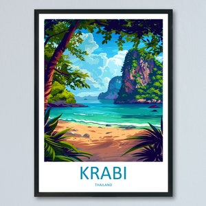 Krabi Travel Print Wall Art Krabi Wall Hanging Home Decor Krabi Gift Art Lovers Wall Art Thailand Travel Print Gift Thai Travel Art Krabi