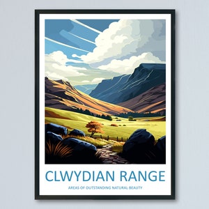 Clwydian Range Travel Print Wall Art Clwydian Range Wall Hanging Home Decoration Clwydian Range Gift Art Lovers Wall Art ANOB Travel Art