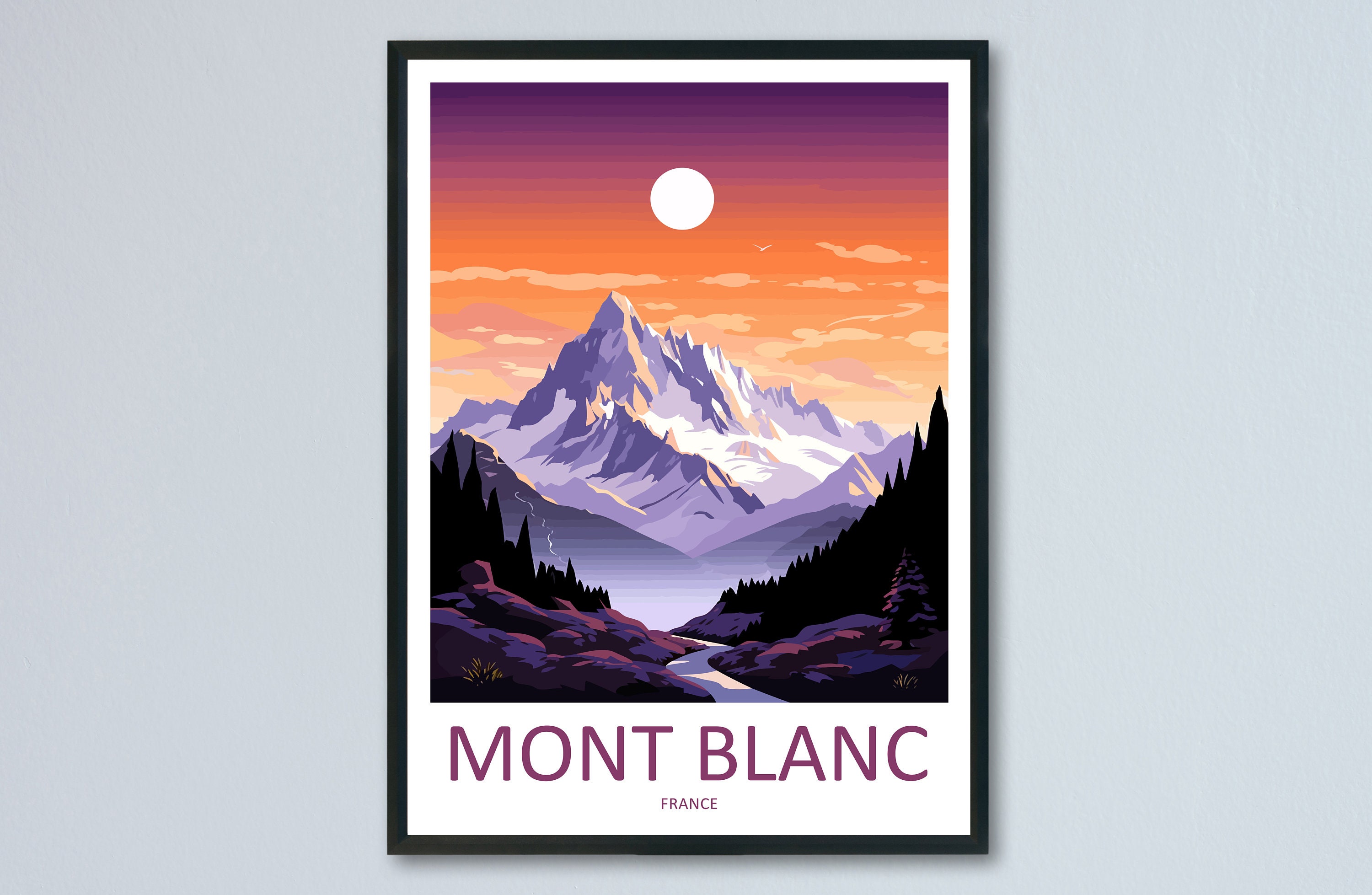 Mont Blanc Travel Print Wall Art Mont Blanc Wall Hanging Home