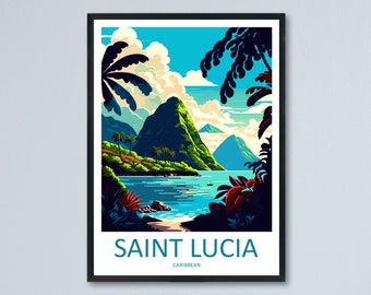 Saint Lucia Travel Print Wall Art Saint Lucia Wall Hanging Home Décor Saint Lucia Gift Art Lovers Wall Art Caribbean Travel Print Poster