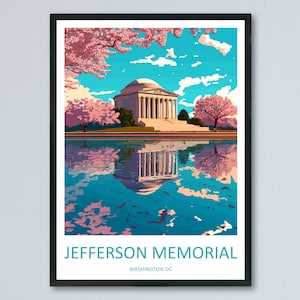 Jefferson Memorial Travel Print Wall Art Jefferson MemorialWall Hanging Home Décor Jefferson Memorial Gift Art Washington DC Art