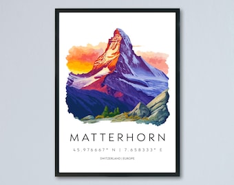 マッターホルン旅行ポスター、スイスのウォールアート、マッターホルン