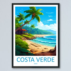 Costa Verde Travel Print Wandkunst Costa Verde Wandbehang Home Décor Costa Verde Geschenk Kunstliebhaber Spanien Kunstliebhaber Geschenk Kunstdruck
