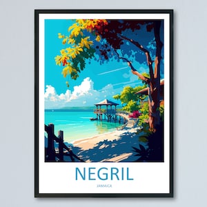 Negril Travel Print Wall Art Negril Wall Hanging Home Décor Negril Gift Art Lovers Wall Art Caribbean Travel Print