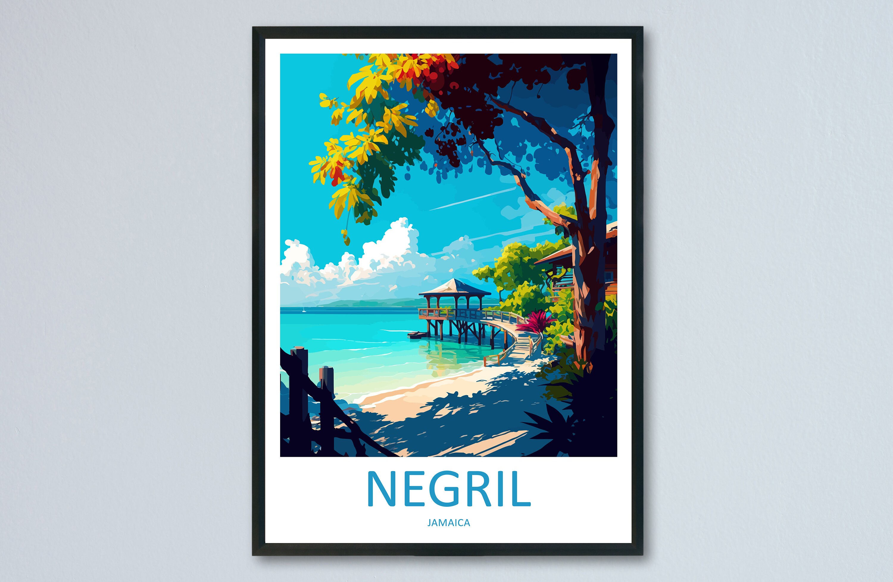 Negril Travel Print Wall Art Negril Wall Hanging Home Décor Negril Gift Art Lovers Wall Art Caribbean Travel Print