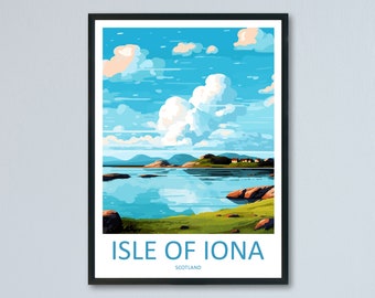 Resetavtryck med Isle of Iona, väggkonst, Isle of Iona, väggbonad, heminredning, Isle of Iona, present, konstälskare, skotsk konstälskare, resepresent