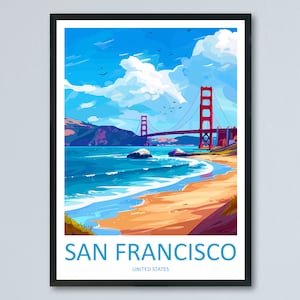 San Francisco Golden Gate Travel Print Wall Art San Francisco Wall Hanging Home Décor San Francisco Gift Art Lovers California Art Lover
