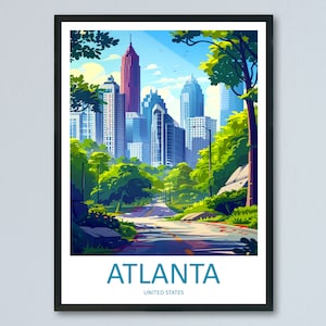 Atlanta Reise-Druck Atlanta Home Dekor Georgia Kunstdruck Atlanta Wanddruck für Atlanta Geschenk-Wandbehang Atlanta Kunstwerk-Dekor