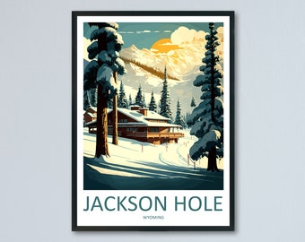 Jackson Hole Travel Print Wall Art Jackson Hole Wall Hanging Home Décor Jackson Hole Gift Art Lovers Ski Art Lover Gift Jackson Hole Print
