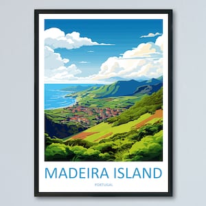 Madeira Travel Print Wall Art Madeira muur hangend Home decor Madeira cadeau kunstliefhebbers Portugal kunstliefhebber cadeau Madeira poster