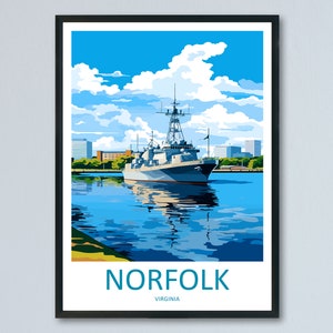 Norfolk Travel Print Wall Art Norfolk Wall Hanging Home Décor Norfolk Gift Art Lovers Virginia Art Lover Gift