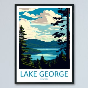 Stampa da parete Lake George Travel Stampa artistica da parete Lake George Decorazione per la casa Regalo Lake George Amanti dell'arte Regalo per amanti dell'arte dello stato di New York Stampa