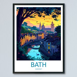 Impressão de viagem para banho Arte de parede para banheiro Decoração para casa Presente para banho Amantes da arte Inglaterra Presente para amantes da arte Cidade de banho Inglaterra Viagem Arte Presente