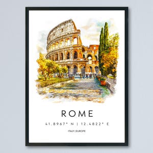 Rome Watercolor Poster Rome Italy Travel Print Wall Art Rome Decor Italian Capital City Art Print Rome Souvenir Gift for Travelers