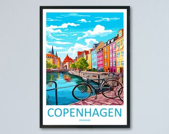 Copenhagen Travel Print Wall Art Copenhagen Wall Hanging Home Décor Copenhagen Gift Art Lovers Denmark Art Lover Gift Copenhagen Wall Décor