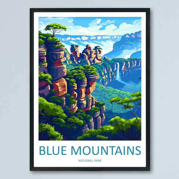 Blue Mountains Travel Print Wall Art Blue Mountains Wall Hanging Home Décor Blue Mountains Gift Art Lovers Wall Art Australia Travel Print